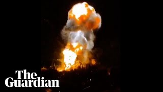 Moment Ukrainian airstrike hits Russian warship in Crimea [upl. by Jacinda]