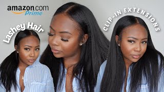 AMAZON PRIME 80 CLIP IN EXTENSIONS  NATURAL INSTALL  LASHEY HAIR [upl. by Xylina697]