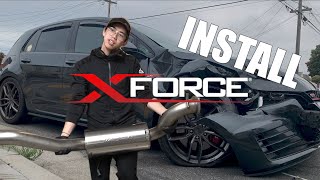 Installing the XForce Valved Exhaust on my TOTALED MK7 GTI w soundclips [upl. by Dena]