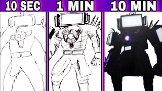 Drawing TITAN TV MAN 30 In 10 SECONDS 1 MINUTE amp 10 MINUTES [upl. by Rieger]