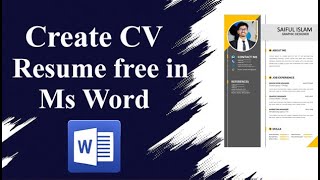 How to Create a professional CVResume for Free in Ms Word  Best Cv Design in Ms Word Bangla [upl. by Hilliard359]