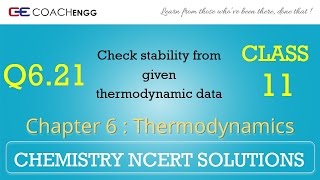 Thermodynamics Q621 Chapter 6 Class 11 CHEMISTRY NCERT Solutions [upl. by Geneva900]