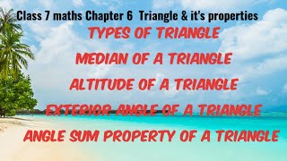 Class 7 Maths Chapter 6 Triangle and its properties [upl. by Ahsile]