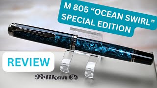 Pelikan M805 Ocean Swirl Review in German 2023  English subtitles available [upl. by Delaryd]