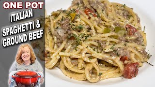 Creamy ITALIAN SPAGHETTI amp Ground Beef One Pot Meal [upl. by Aiciled612]