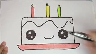 How To Draw A Birthday Cake Easy for kids [upl. by Llednohs156]