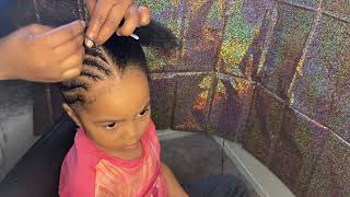 HOW TO BRAID TWO PONYTAILS WITH A KNOT BUN CUTE PROTECTIVE HAIRSTYLES FOR BLACK KIDS 👧🏽 [upl. by Namrak500]