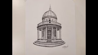 Tempietto di San Pietro in Montorio  Ink Speed Drawing [upl. by Atinej918]