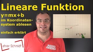 Lineare Funktion ymxb aus einem Koordinatensystem ablesen  Mathematik  Lehrerschmidt [upl. by Ahsiyk648]