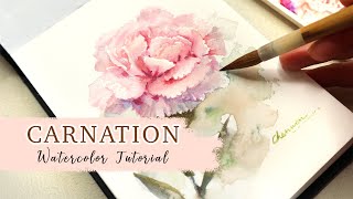 How To Paint A Carnation Flower In Watercolor Tutorial [upl. by Avrit]