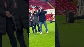 Jurgen Klopp does the fist pumps for the Anfield road end at the test event tonight UTFR ❤️😍 [upl. by Vale]