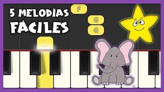 5 CANCIONES FÁCILES PARA PIANO [upl. by Esmaria789]