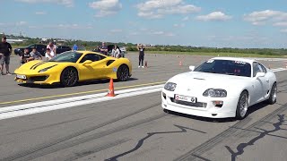 1300HP Toyota Supra Turbo vs Ferrari 488 Pista [upl. by Assil]