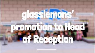 glasslemons promotion to Head Receptionist  Bloxton Hotels [upl. by Anomis]