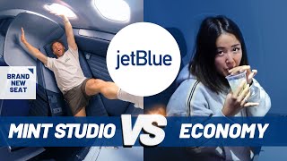 BRANDNEW JETBLUE BUSINESS CLASS Mint Studio vs Economy comparison [upl. by Wershba]