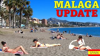 MALAGA February 2022 Beach Walk Spain Costa del Sol [upl. by Einnahc]