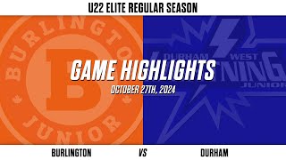 Game Highlights Burlington Jr Barracudas vs Durham West Jr Lightning [upl. by Kcirttap]