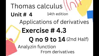 Local Extrema  Thomas calculus 14th edition Ch 4  Exercise  43  Q no 1 to 14   2nd half [upl. by Hillell]