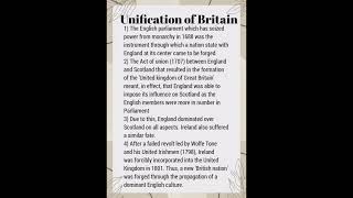 Explain the process of Unification of Britain class 10  Explain Unification of Britain class 10 [upl. by Ahras]