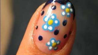 Easy Nail Art Design Tutorial  Midnight Snow Flower for short nail Simple Cute DIY Home Made [upl. by Thant449]