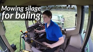 Mowing silage for baling 2016  4K [upl. by Yarrum]