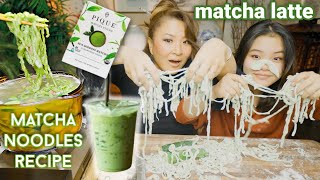 👩🏻‍🍳RECIPE MUKBANG • BEST MATCHA teanoodleslatte • Pique Tea vegan [upl. by Tunk]