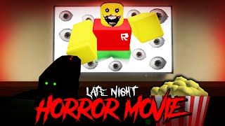 Late Night Horror Movie  ALL ENDINGS  Full Walkthrough  Roblox [upl. by Ahcarb]