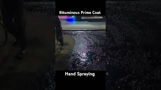 Bituminous Prime Coat  Hand Spraying  Road Construction shorts shortsvideo construction [upl. by Beare]