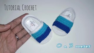 sandalias bàsicas para bebè a crochet Tutorial 2023 [upl. by Gnay409]