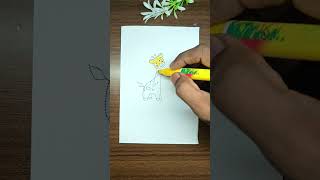 Giraffe 🦒 drawing easy with dots art drawing shorts creative easy [upl. by Porett]