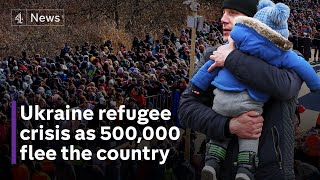 Refugee crisis as 500000 flee Ukraine after Russia invasion [upl. by Hsakiv]