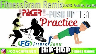 2019 FitnessGram Practice 20m Pacer with Push Up and Curl Up Cadence [upl. by Ayekat]