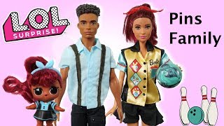 Barbie Doll LOL Pins Family Bowling Alley Toy  Barbie Skippers First Date [upl. by Haropizt307]