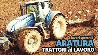 Aratura trattore al lavoro New Holland t7 315 con aratro pentavomere [upl. by Blithe278]