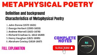 Metaphysical Poetry  Metaphysical Poetry in English Literature  Metaphysical Poets [upl. by Dolphin]