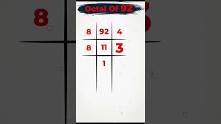 Octal of 92  Decimal to Octal conversion  92 ki Octal publicmaths shorts decimaltooctal [upl. by Nealey]