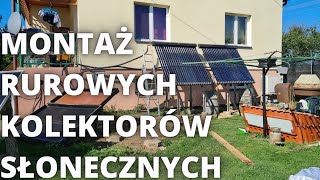 Montaż RUROWYCH Kolektorów Slonecznych pod Zbiornik CWU 800 Litrów Ciepła woda za darmo Heatpipe [upl. by Ehrsam]