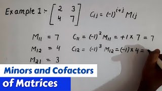 How to find minor and cofactor of Matrices  minor and cofactor of determinant  minor  cofactor [upl. by Dorison]