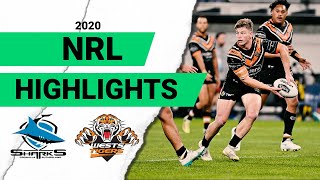 Sharks v Wests Tigers Match Highlights  Round 3 2020  Telstra Premiership  NRL [upl. by Gusella]