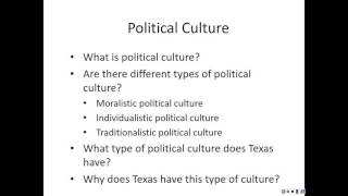 Texas political culture part 1 [upl. by Yenruoc]