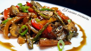 Salteado de VERDURAS y champiñones 🤩 WOK [upl. by Bedell]