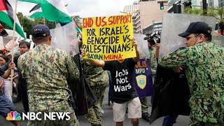 ProPalestinian protesters clash with police in front of the US Embassy in Manila [upl. by Vincelette]