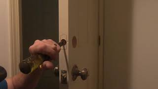 deadbolt install on wood door full prep [upl. by Airotahs]