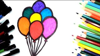 how to draw balloons step by step for beginners balloons easy drawing [upl. by Burnard935]