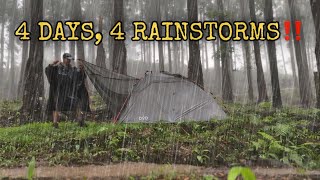 4 Days HEAVY RAIN‼️ Solo Camping in 4 Days Heavy Rain with Automatic Tent‼️ [upl. by Cohn]