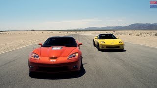 Showdown  2013 Chevrolet Corvette ZR1 vs 2013 Chevrolet Corvette Z06  CAR and DRIVER [upl. by Clova]