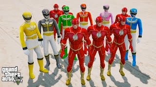 POWER RANGERS VS FLASH ARMY GTA 5 Mods Funny Moments [upl. by Notsa]