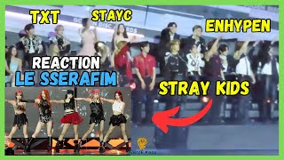 STRAY KIDS ENHYPEN REACTION LE SSERAFIM Fire in the belly Golden Disc Awards JAKARTA LESSERAFIM [upl. by Sapphire]