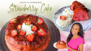 Easy Strawberry Cake Recipe with Fresh Strawberries [upl. by Arias]