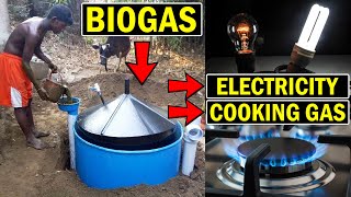 How to Generate Electricity from Biogas Plant at Home Electricity from Cow Dung with Gobar Gas [upl. by Elawalo758]